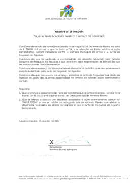Proposta n.° JF 106/2014 Pagamento de honorários relativos a sen