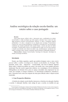 An&aacute;lise sociol&oacute;gica da rela&ccedil;&atilde;o escola-fam&iacute;lia