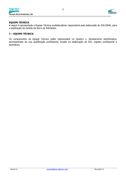 EQUIPE T&Eacute;CNICA A seguir &eacute; apresentada a Equipe