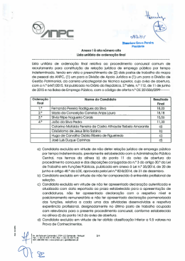 Lista unitária de ordenação final homologada
