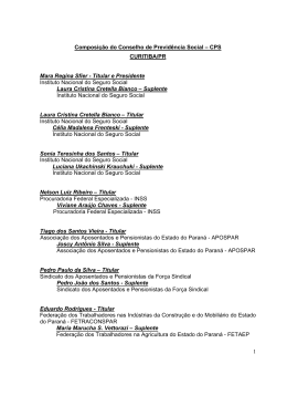 CPS &ndash; Curitiba &ndash; Outubro - Minist&eacute;rio da Previd&ecirc;ncia Social