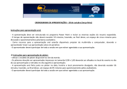 CRONOGRAMA DE APRESENTAÇÕES – 20 de outubro