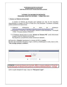 TUTORIAL DO SISTEMA DE INSCRI&Ccedil;&Atilde;O PROCESSO SELETIVO