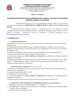 Inscri&ccedil;&atilde;o para o Processo de Atribui&ccedil;&atilde;o de Classes e Aulas 2016