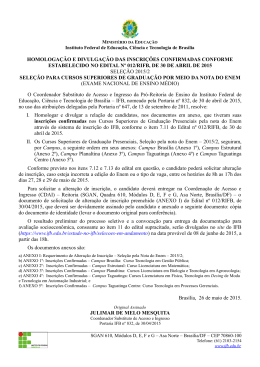 Homologa&ccedil;&atilde;o das Inscri&ccedil;&otilde;es Confirmadas