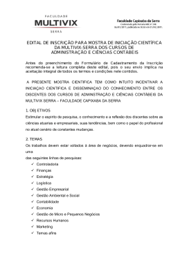 edital de inscri&ccedil;&atilde;o para mostra de inicia&ccedil;&atilde;o cient&iacute;fica da multivix