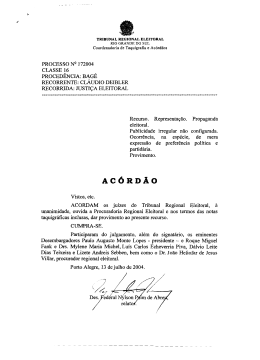 PROCESSO NQ 172004 CLASSE 16 - Tribunal Regional Eleitoral