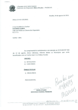 Ofício Liderança PMDB - Indicação de Creches