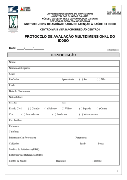 protocolo de avalia&ccedil;&atilde;o multidimensional do idoso