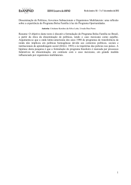 1 Dissemina&ccedil;&atilde;o de Pol&iacute;ticas, Governos Subnacionais e