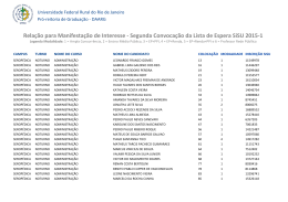 Segunda Convoca&ccedil;&atilde;o da Lista de Espera SiSU 2015-1