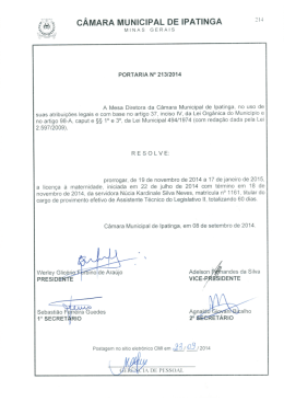 portaria 213/2014 - Câmara Municipal de Ipatinga