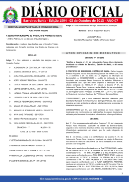 Di&aacute;rio Oficial &ndash; Edi&ccedil;&atilde;o 1594 - Prefeitura de Barreiras