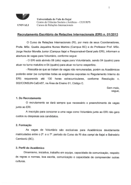 Edital n.º 01 Voluntariado - Escritório de Relações