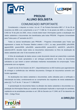 PROUNI ALUNO BOLSISTA