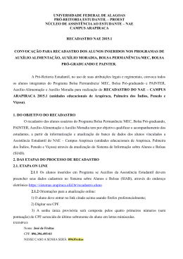 Edital Recadastro NAE 2015.1 - Universidade Federal de Alagoas