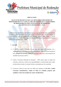 EDITAL 01/2013 SELE&Ccedil;&Atilde;O DE BOLSISTAS PARA