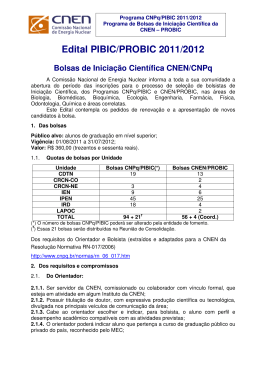 Edital PIBIC/PROBIC 2011/2012 Bolsas de Iniciação