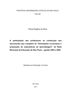 Fl&aacute;via Rog&eacute;ria da Silva A participa&ccedil;&atilde;o dos professores na