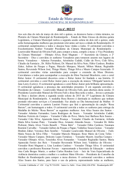 Sess&atilde;o Solene n 02 - C&acirc;mara Municipal de Rondon&oacute;polis