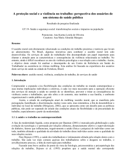 A prote&ccedil;&atilde;o social e a viol&ecirc;ncia no trabalho: perspectiva dos