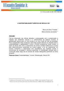 A SUSTENTABILIDADE TUR&Iacute;STICA NO S&Eacute;CULO XXI Bianca