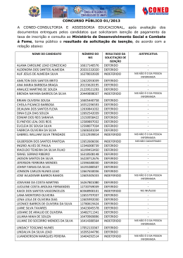 Resultado da solicita&ccedil;&atilde;o de isen&ccedil;&atilde;o do pagamento