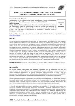 xi-021 - o saneamento urbano sob a &oacute;tica dos agentes