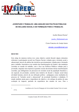 JUVENTUDE E TRABALHO: UMA AN&Aacute;LISE DAS POL&Iacute;TICAS