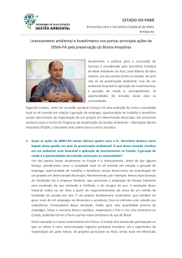ESTADO DO PAR&Aacute; Licenciamento ambiental e investimento nos
