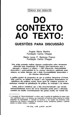 DO CQNTEXTO AO TEXTO: - Fundação Carlos Chagas