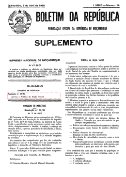 Política da Acção Social (1998) - Centro de Informação em Proteção