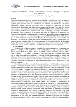 1 Cooperativas de Trabalho, Alternativa ao Desemprego ou