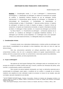 ARBITRAGEM NA &Aacute;REA TRABALHISTA: VIS&Atilde;O DID&Aacute;TICA Rodolfo