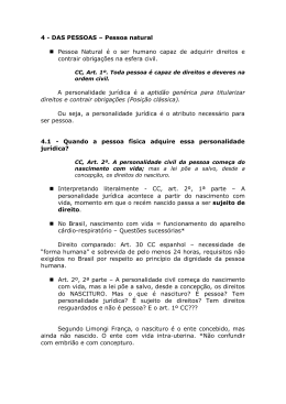 DAS PESSOAS &ndash; Pessoa natural Pessoa Natural &eacute; o ser