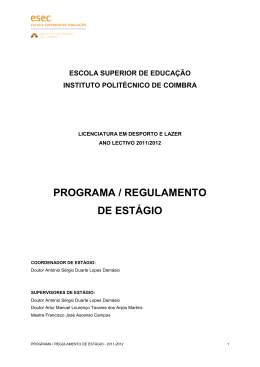 programa / regulamento de est&aacute;gio