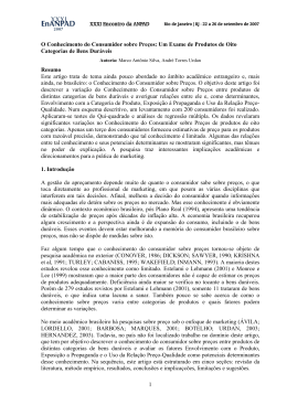 1 O Conhecimento do Consumidor sobre Pre&ccedil;os: Um