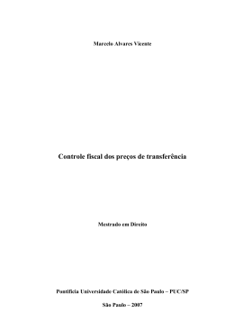 Controle fiscal dos preços de transferência