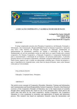 A EDUCA&Ccedil;&Atilde;O COOPERATIVA: VALORIZA&Ccedil;&Atilde;O DO SER HUMANO