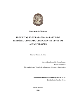 precipita&ccedil;&atilde;o de parafinas a partir de petr&oacute;leo contendo