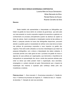 gest&atilde;o de risco versus governan&ccedil;a corporativa