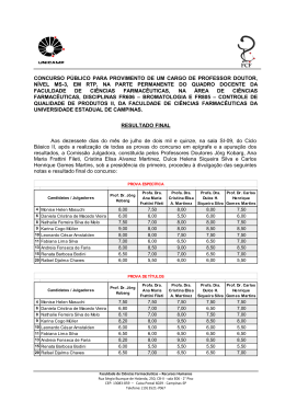 Resultado Final - Faculdade de Ci&ecirc;ncias Farmac&ecirc;uticas