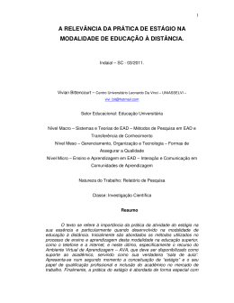 A RELEV&Acirc;NCIA DA PR&Aacute;TICA DE EST&Aacute;GIO NA