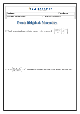 9&ordm;Ano/Turma: Educador: Patr&iacute;cia Passos C. Curricular: Matem&aacute;tica