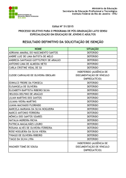 Isen&ccedil;&atilde;o Definitiva - P&oacute;s-gradua&ccedil;&atilde;o - 51 A 63-2015