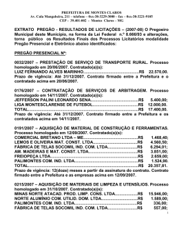 EXTRATO - RESULTADOS DE LICITA&Ccedil;&Otilde;ES