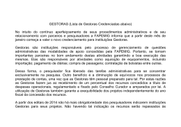 GESTORAS (Lista de Gestoras Credenciadas abaixo) No