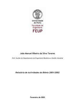 Jo&atilde;o Manuel Ribeiro da Silva Tavares Relat&oacute;rio de Actividades do