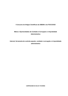 Internet, ferramenta de controle popular, combate &agrave; corrup&ccedil;&atilde;o e &agrave;
