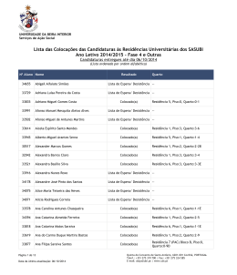 Lista das Coloca&ccedil;&otilde;es das Candidaturas &agrave;s Resid&ecirc;ncias
